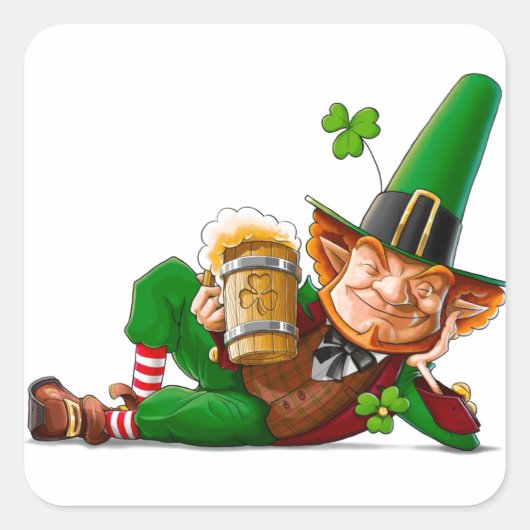 Leprechaun Cheer Quadratischer Aufkleber (Vorderseite)