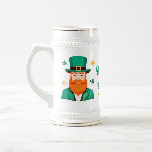Leprechaun Clover Kleeblatt Patricks Day Bierglas (Links)