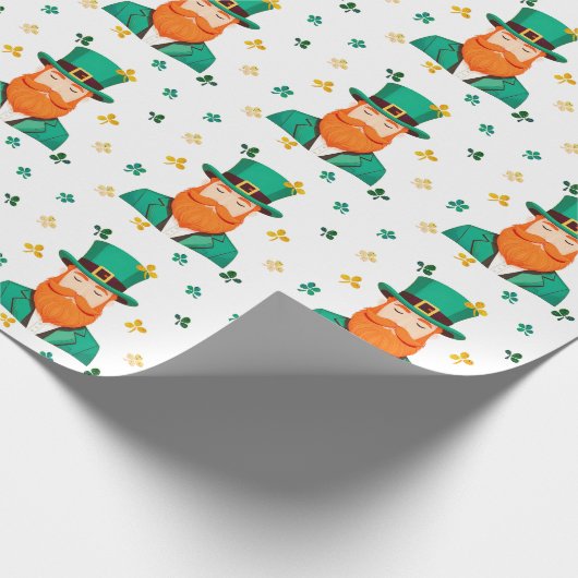 Leprechaun Clover Kleeblatt Patricks Day Geschenkpapier (Ecke)