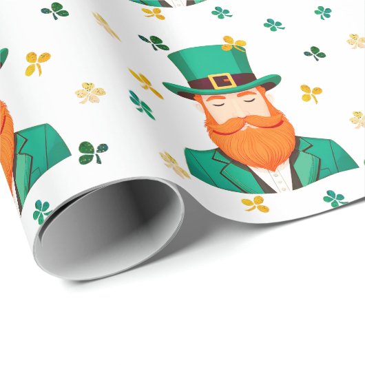 Leprechaun Clover Kleeblatt Patricks Day Geschenkpapier (Rolleneckpunkt)