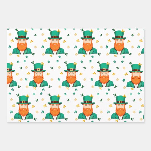Leprechaun Clover Kleeblatt Patricks Day Geschenkpapier Set (Vorderseite 2)