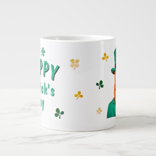 Leprechaun Clover Kleeblatt Patricks Day Jumbo-Tasse (Vorderseite)
