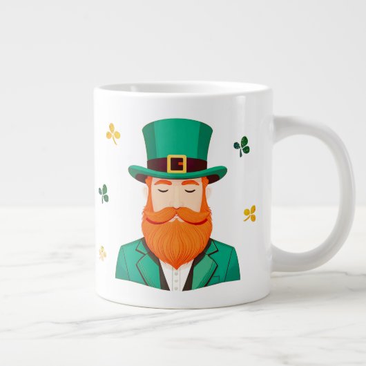 Leprechaun Clover Kleeblatt Patricks Day Jumbo-Tasse (Rechts)