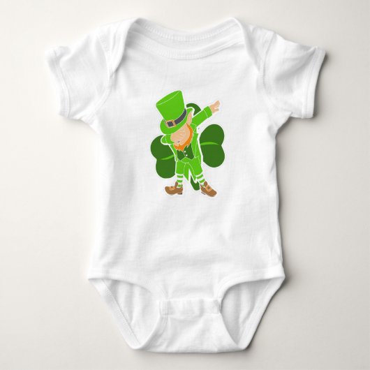 Leprechaun Dab Dance St Patricks Day Kinderdusche Baby Strampler (Vorderseite)