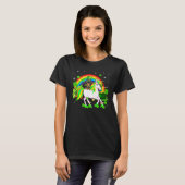 Leprechaun Dackel Reiten Unicorn Happy St Patri T-Shirt (Vorne ganz)