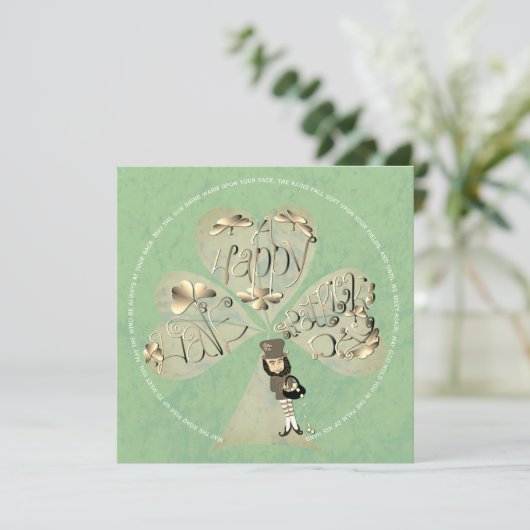 Leprechaun Dankeskarte (Stehend Vorderseite)