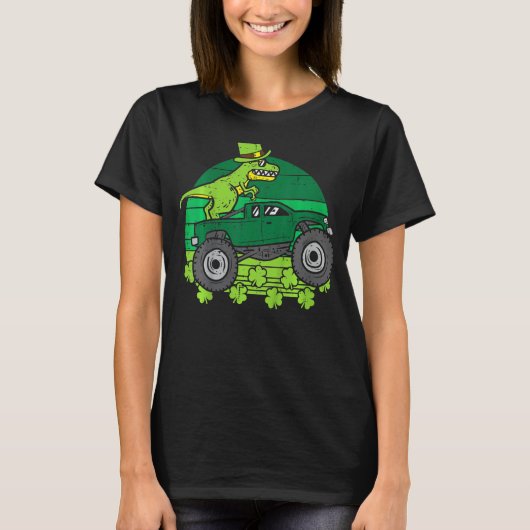 Leprechaun Dino Monster Truck St Patricks Day Todd T-Shirt (Vorderseite)