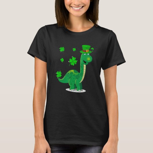 Leprechaun Dinosaur Shamrock St Patricks Day Anima T-Shirt (Vorderseite)