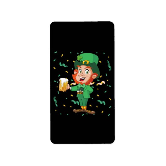 Leprechaun Drinking Beer St. Patrick's Day Adressaufkleber (Vorne)
