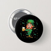 Leprechaun Drinking Beer St. Patrick's Day Button (Vorne & Hinten)