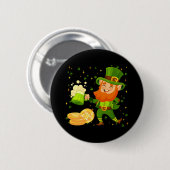 Leprechaun Drinking Beer St. Patrick's Day Button (Vorne & Hinten)