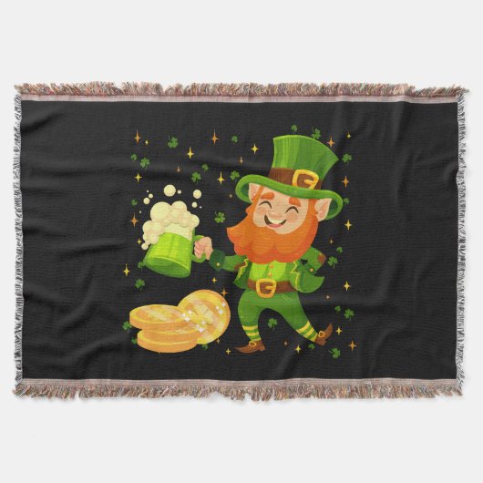 Leprechaun Drinking Beer St. Patrick's Day Decke (Vorderseite)