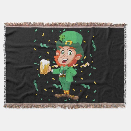 Leprechaun Drinking Beer St. Patrick's Day Decke (Vorderseite)