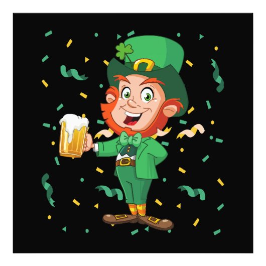Leprechaun Drinking Beer St. Patrick's Day Fotodruck (Vorne)