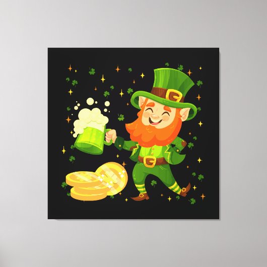 Leprechaun Drinking Beer St. Patrick's Day Leinwanddruck (Vorderseite)