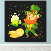 Leprechaun Drinking Beer St. Patrick's Day Leinwanddruck (Insitu (Holzboden))