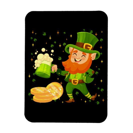 Leprechaun Drinking Beer St. Patrick's Day Magnet (Vertikal)