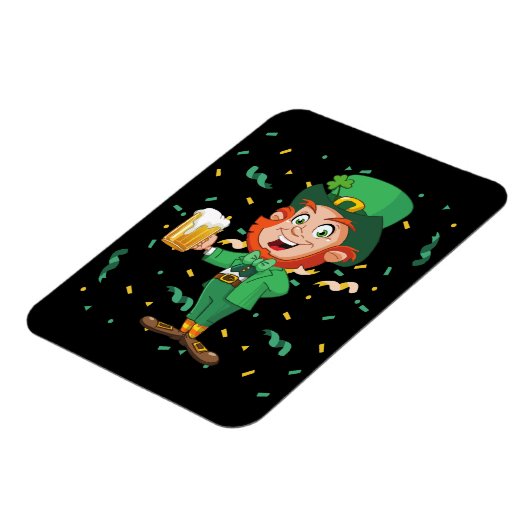 Leprechaun Drinking Beer St. Patrick's Day Magnet (Linke Seite)