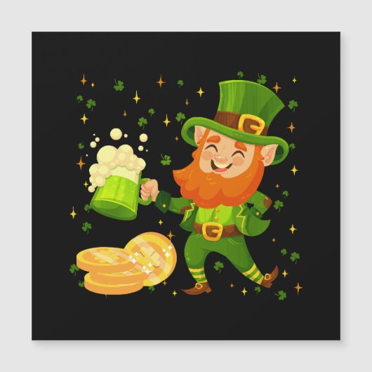 Leprechaun Drinking Beer St. Patrick's Day Magnetkarte (Vorderseite)