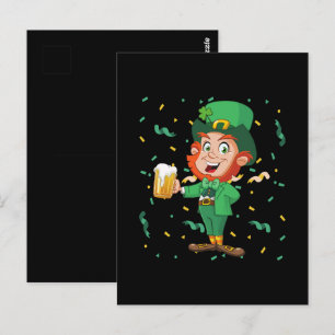 Leprechaun Drinking Beer St. Patrick's Day Postkarte