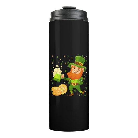 Leprechaun Drinking Beer St. Patrick's Day Thermosbecher (Vorderseite)