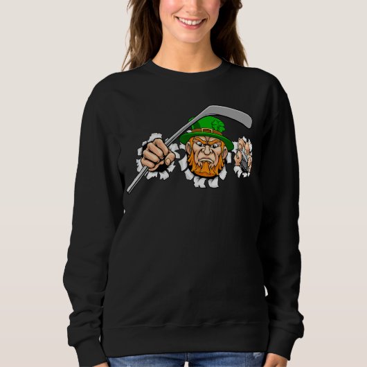 Leprechaun Eisfeld Hockey St Patricks Day Sport Sweatshirt (Vorderseite)