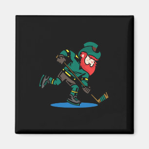 Leprechaun-Eisfeldhockey Lustiger St. Patricks-Tag Magnet