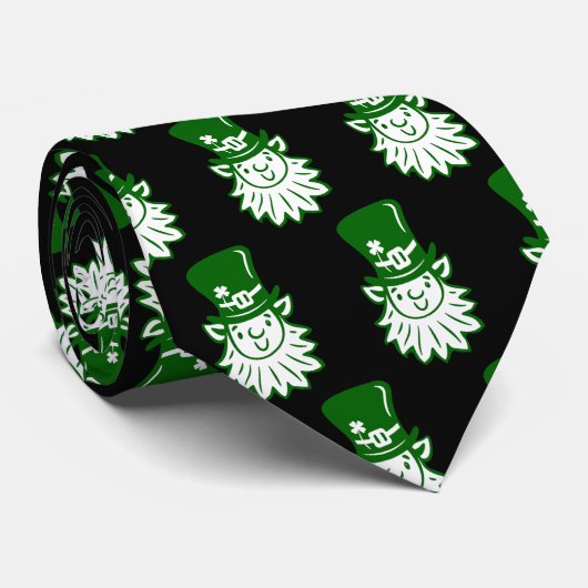 Leprechaun Face Pattern Neck Tie Krawatte (Gerollt)