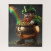 Leprechaun findet Gold unter Regenbogen Puzzle (Vertikal)