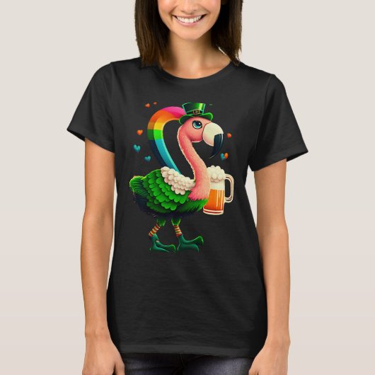 Leprechaun Flamingo Beer Irish Flamingo St Patrick T-Shirt (Vorderseite)