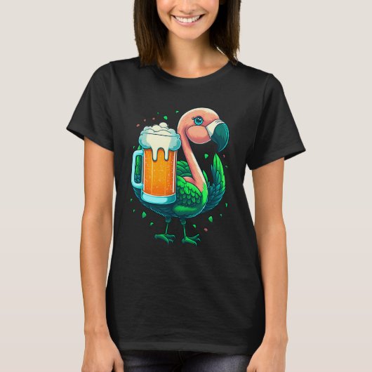 Leprechaun Flamingo Beer Irish Flamingo St Patrick T-Shirt (Vorderseite)