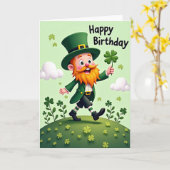 Leprechaun-Geburtstags-Spaßkarte Karte (Gelbe Blume)
