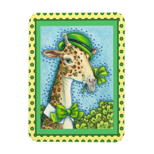 LEPRECHAUN GIRAFFE, FARBIG ST. PATRICK'S DAY MAGNET (Vertikal)