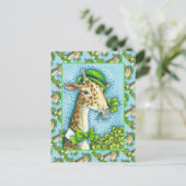 LEPRECHAUN GIRAFFE, FARBIG ST. PATRICK'S DAY POSTKARTE (Stehend Vorderseite)