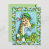 LEPRECHAUN GIRAFFE, FARBIG ST. PATRICK'S DAY POSTKARTE (Vorne/Hinten)