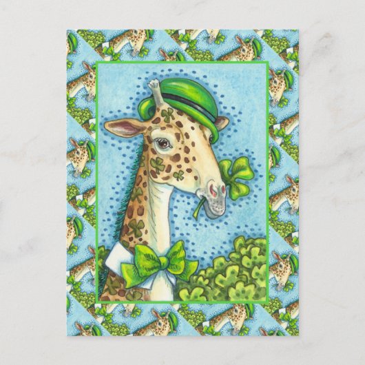 LEPRECHAUN GIRAFFE, FARBIG ST. PATRICK'S DAY POSTKARTE (Vorderseite)