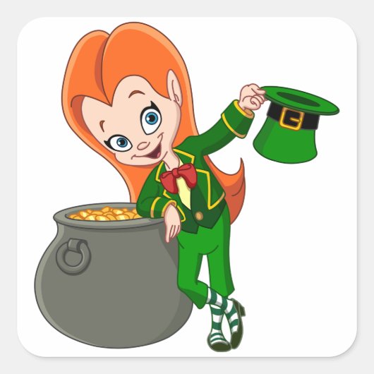 Leprechaun Girl Stickers (Vorderseite)