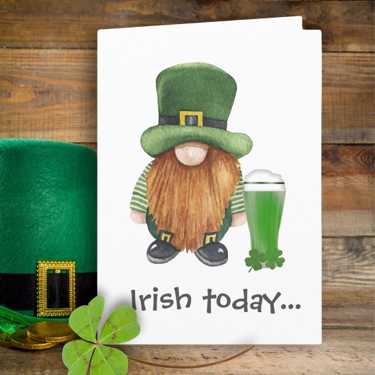 Leprechaun Gnome Beer Funny St Patricks Day Card Ankündigung