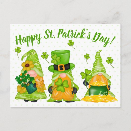 Leprechaun Gnome Dots Happy St. Patrick's Day Post Postkarte (Vorderseite)