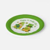 Leprechaun Gnome Kleeblatt Happy St. Paddy's Day Pappteller (Schrägansicht)