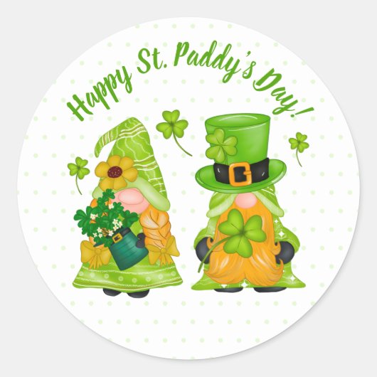 Leprechaun Gnome Kleeblatt Happy St. Paddy's Day Runder Aufkleber (Vorderseite)