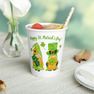 Leprechaun Gnome Kleeblatts St. Patrick's Day Pappbecher