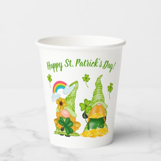 Leprechaun Gnome Kleeblatts St. Patrick's Day Pappbecher (Rückseite)