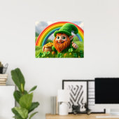 Leprechaun Gnome St. Patrick's Day Shamrock Poster (Heimbüro)