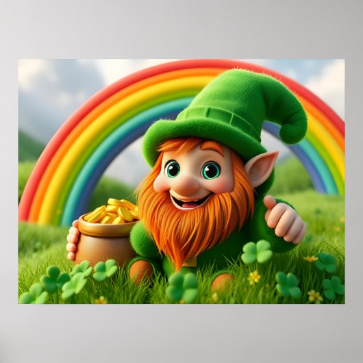 Leprechaun Gnome St. Patrick's Day Shamrock Poster (Vorne)