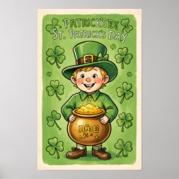 Leprechaun Gnome St. Patrick's Day Shamrock Poster
