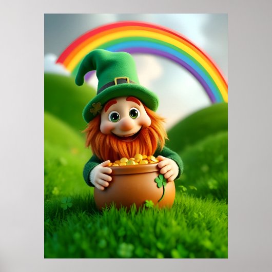 Leprechaun Gnome St. Patrick's Day Shamrock Poster (Vorne)