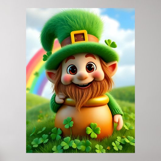 Leprechaun Gnome St. Patrick's Day Shamrock Poster (Vorne)