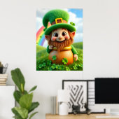 Leprechaun Gnome St. Patrick's Day Shamrock Poster (Heimbüro)