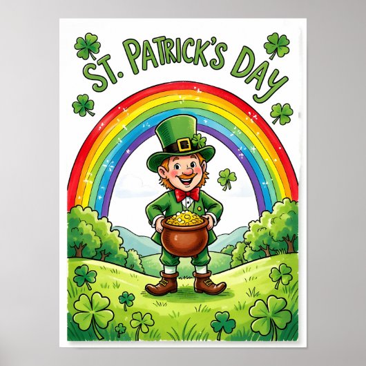Leprechaun Gnome St. Patrick's Day Shamrock Poster (Vorne)